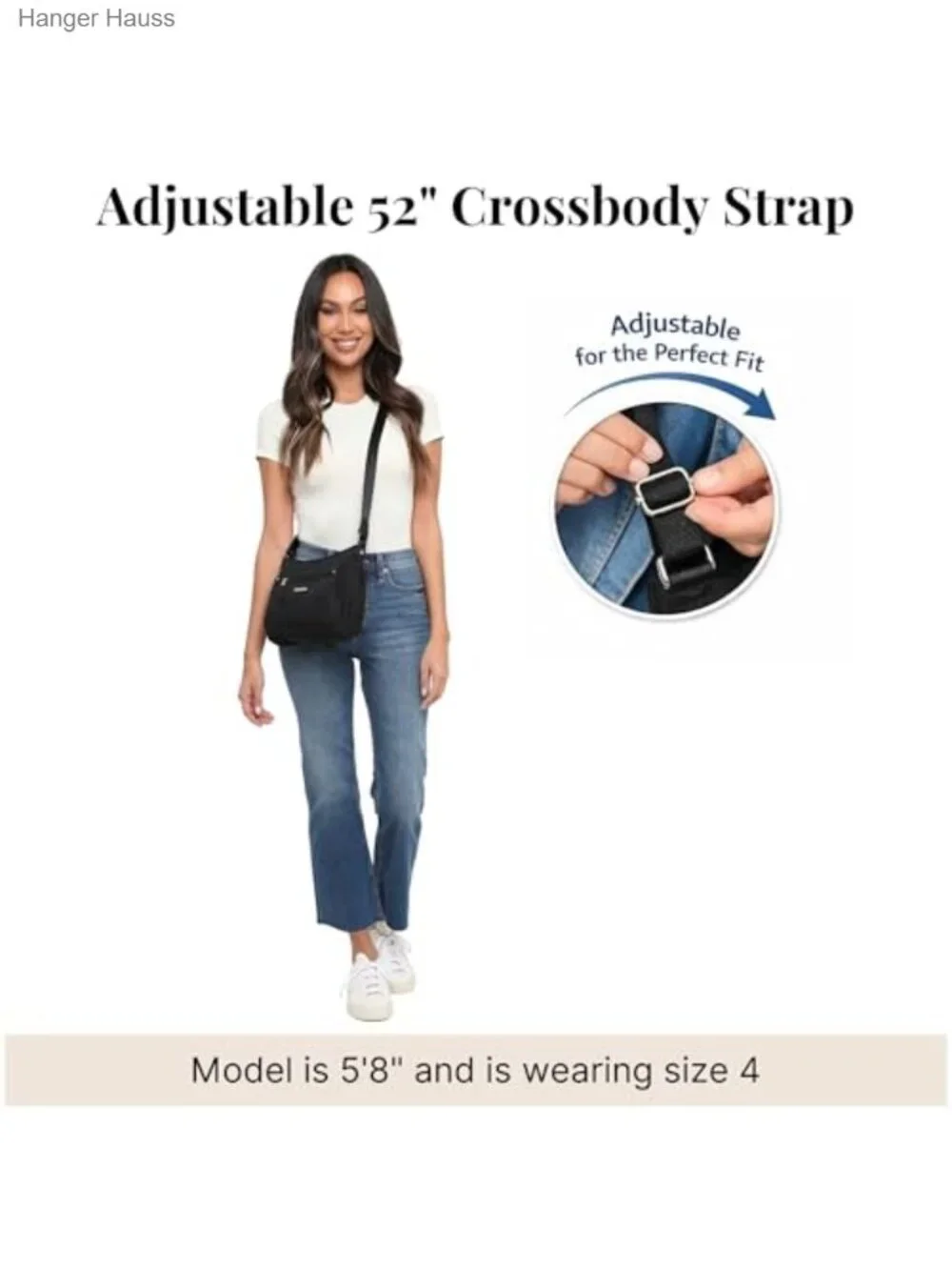 Lightweight Nylon Crossbody Purse with Removable RFID Wristlet, Adjustable Strap